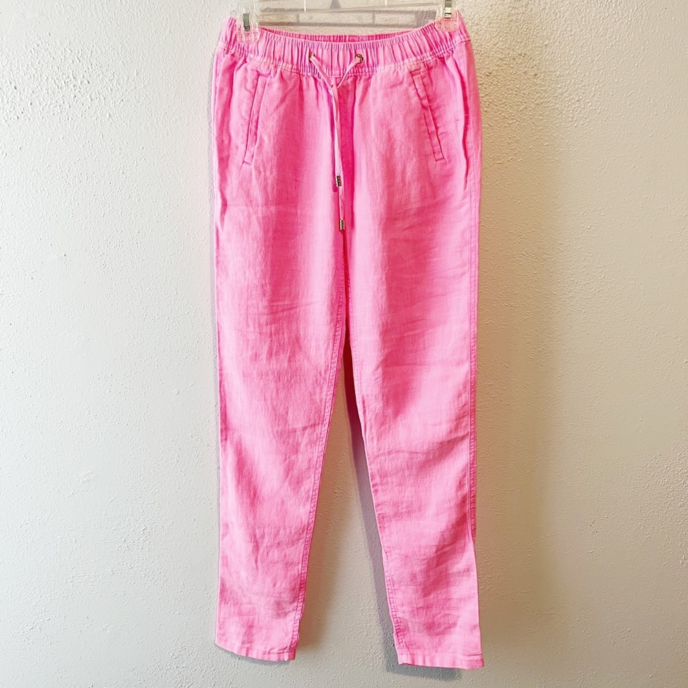 Lilly Pulitzer hot pink 100% linen drawstring pant size xs